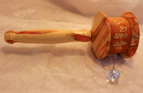 Custom buddhist prayer wheel with microfilm.