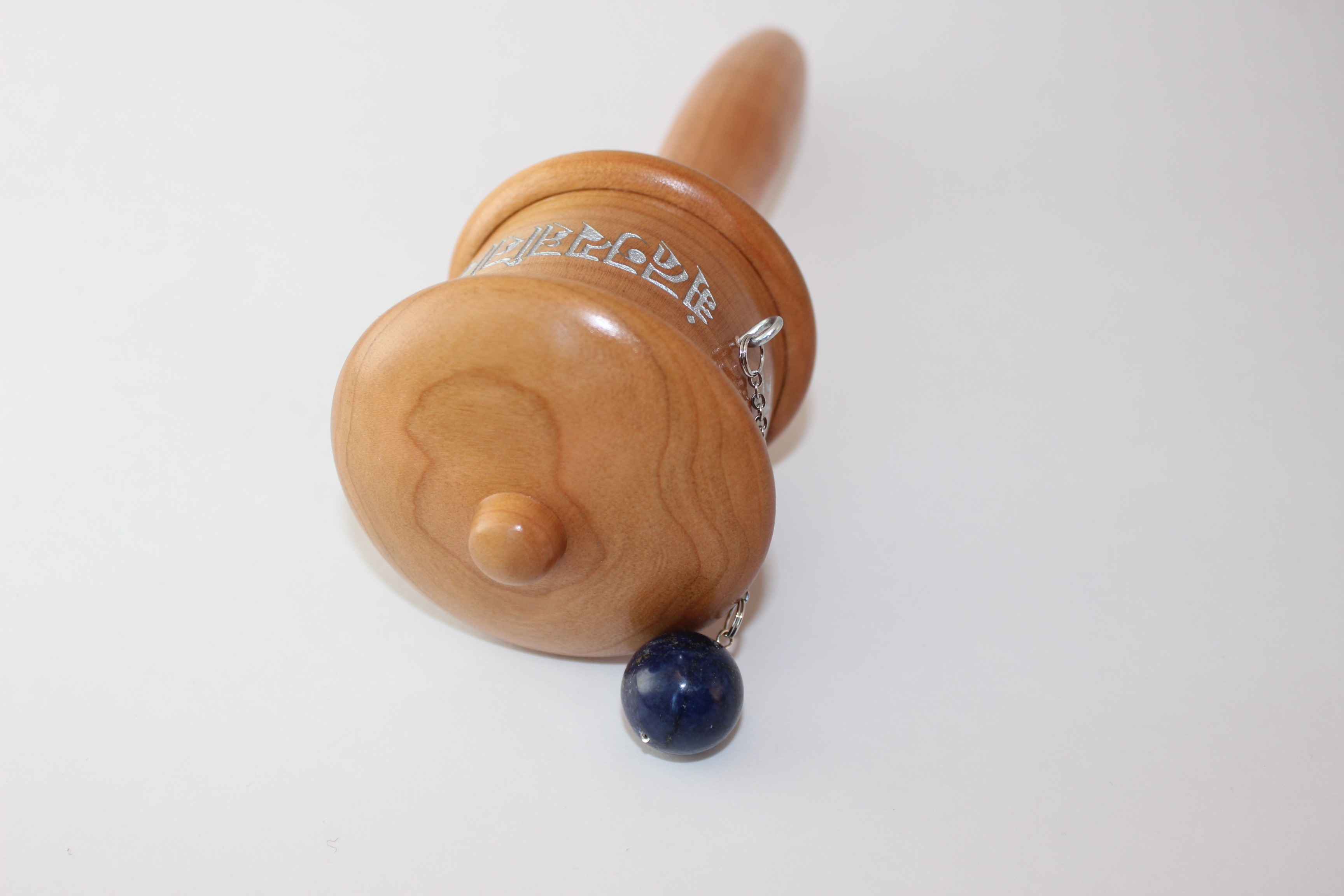 Mani Prayer Wheel Cherry Wood - Image 2