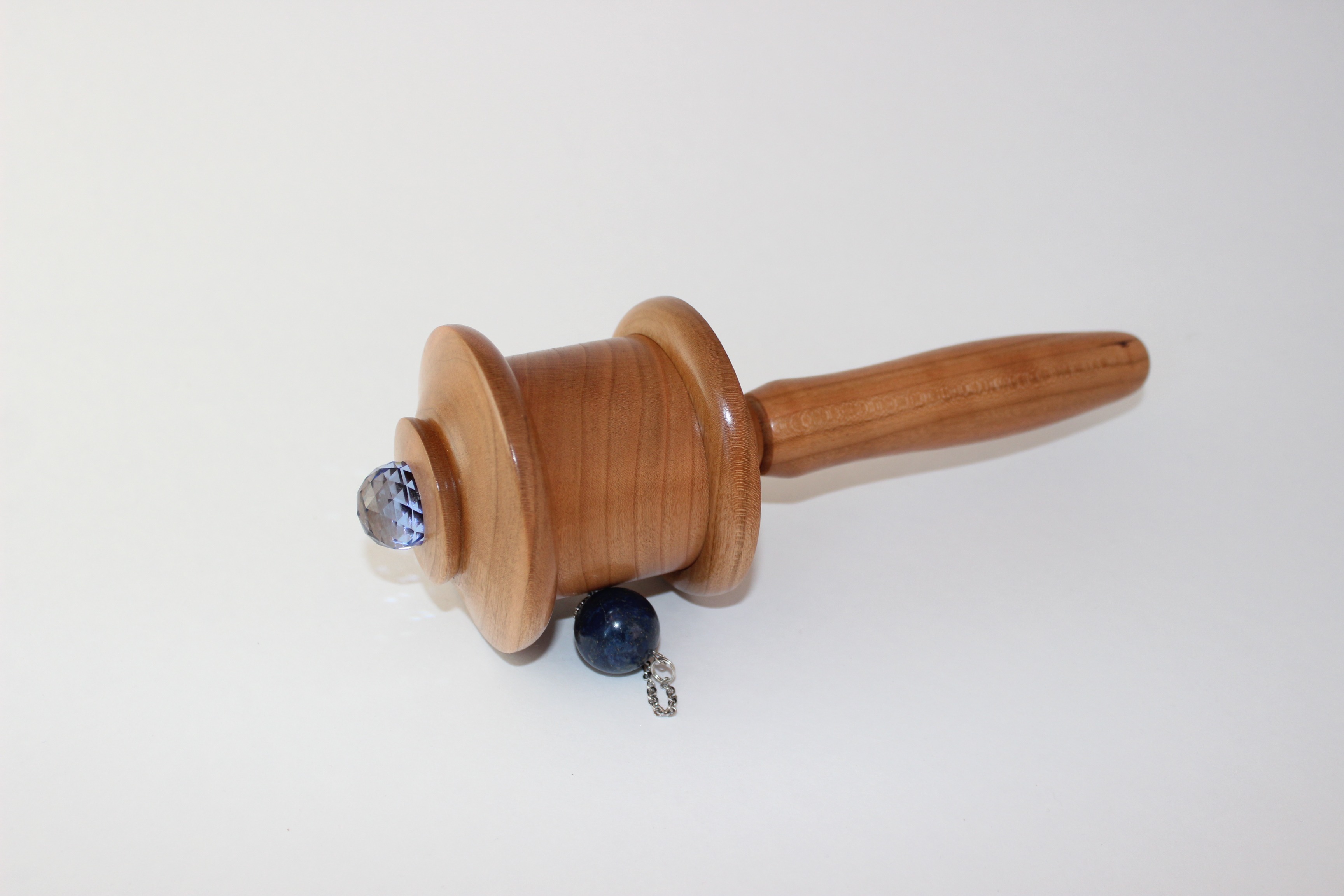 Medicine Buddha Mini Prayer Wheel Cherry Wood - Image 2