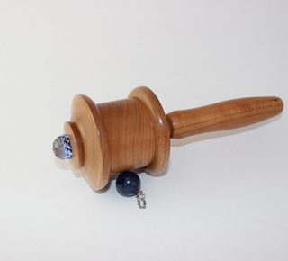 Medicine Buddha Mini Prayer Wheel Cherry  Wood