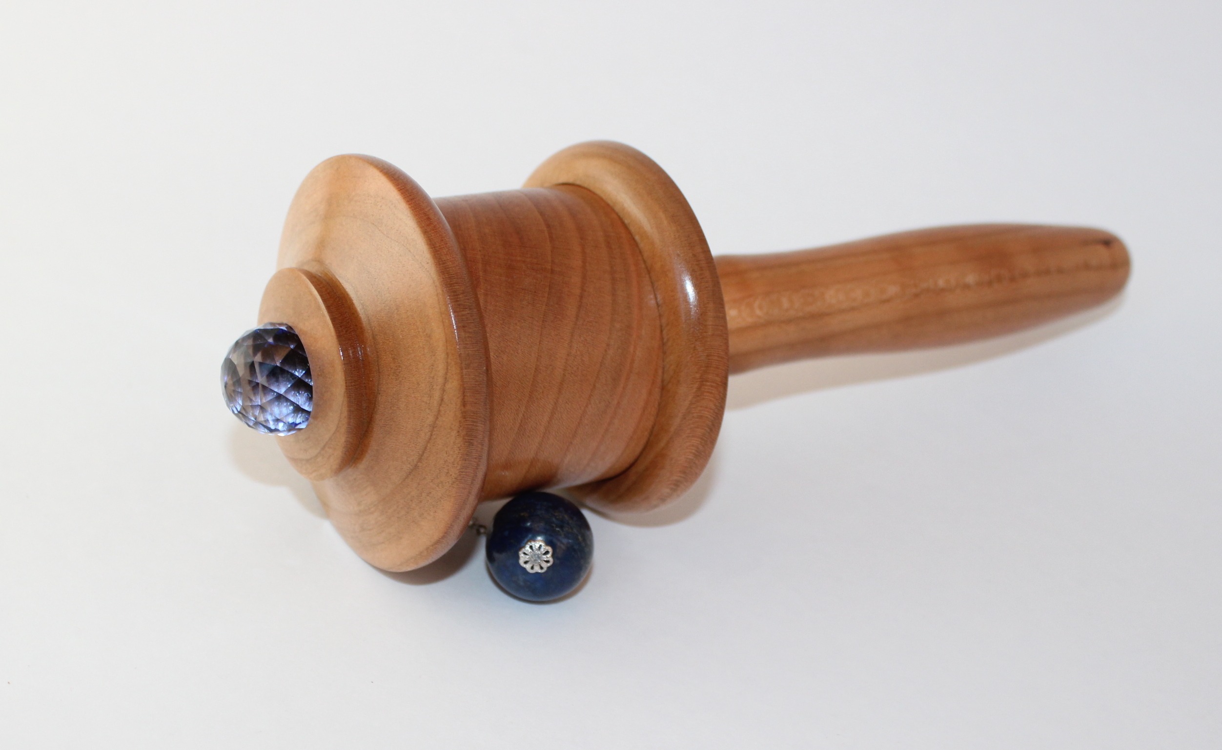 Medicine Buddha Mini Prayer Wheel Cherry Wood - Image 4