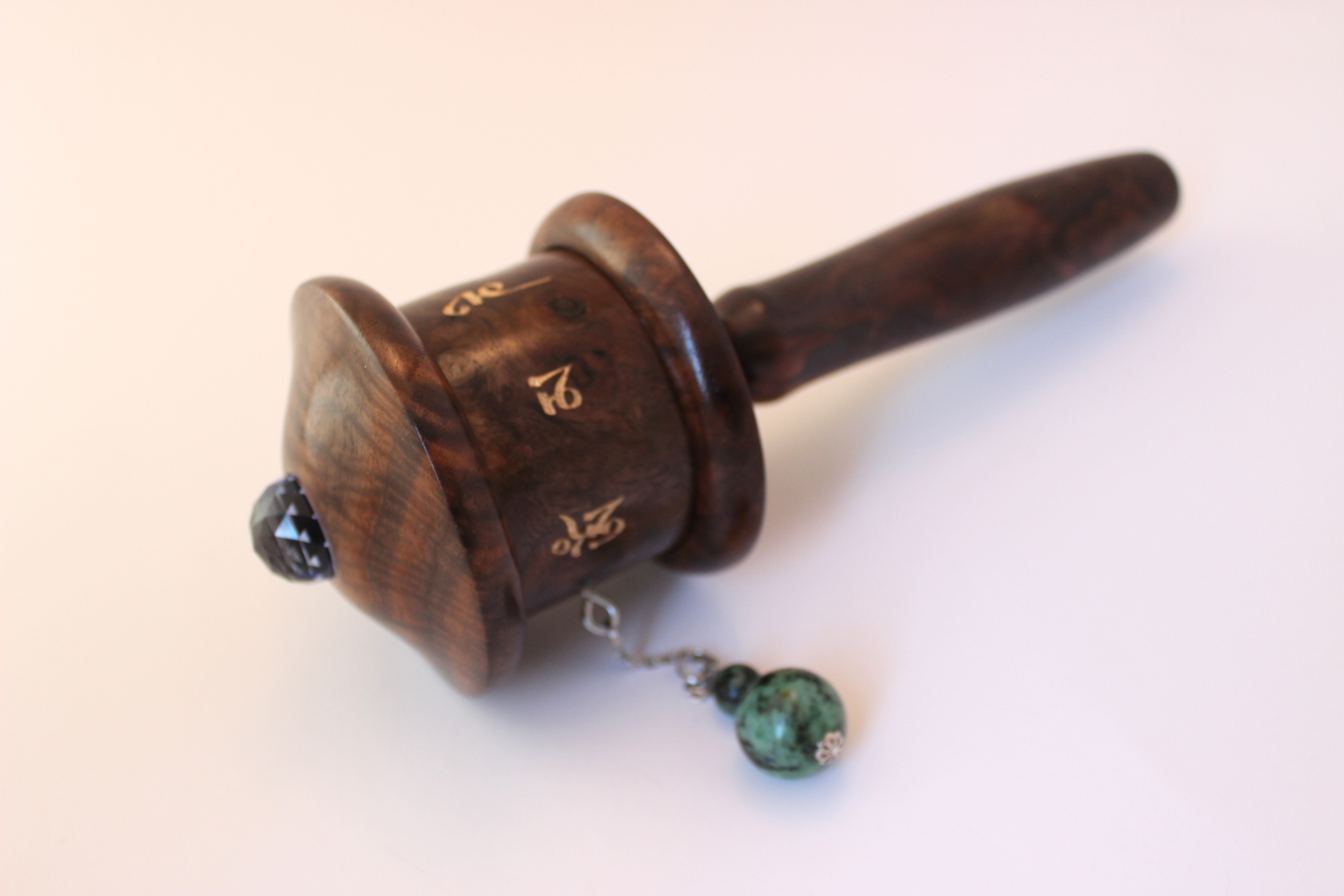 Amitabha Prayer Wheel Walnut Wood - Image 3