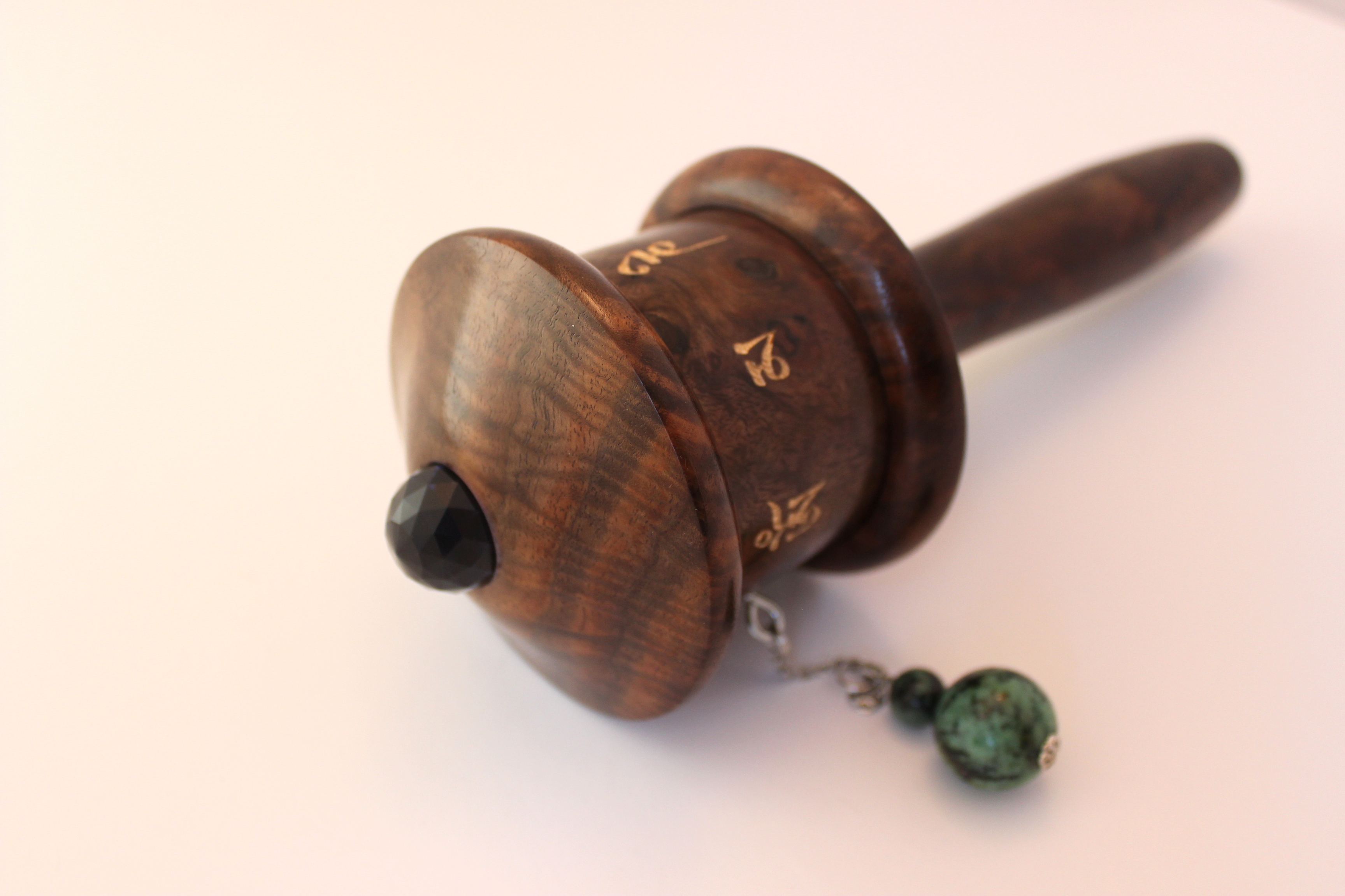 Amitabha Prayer Wheel Walnut Wood - Image 4