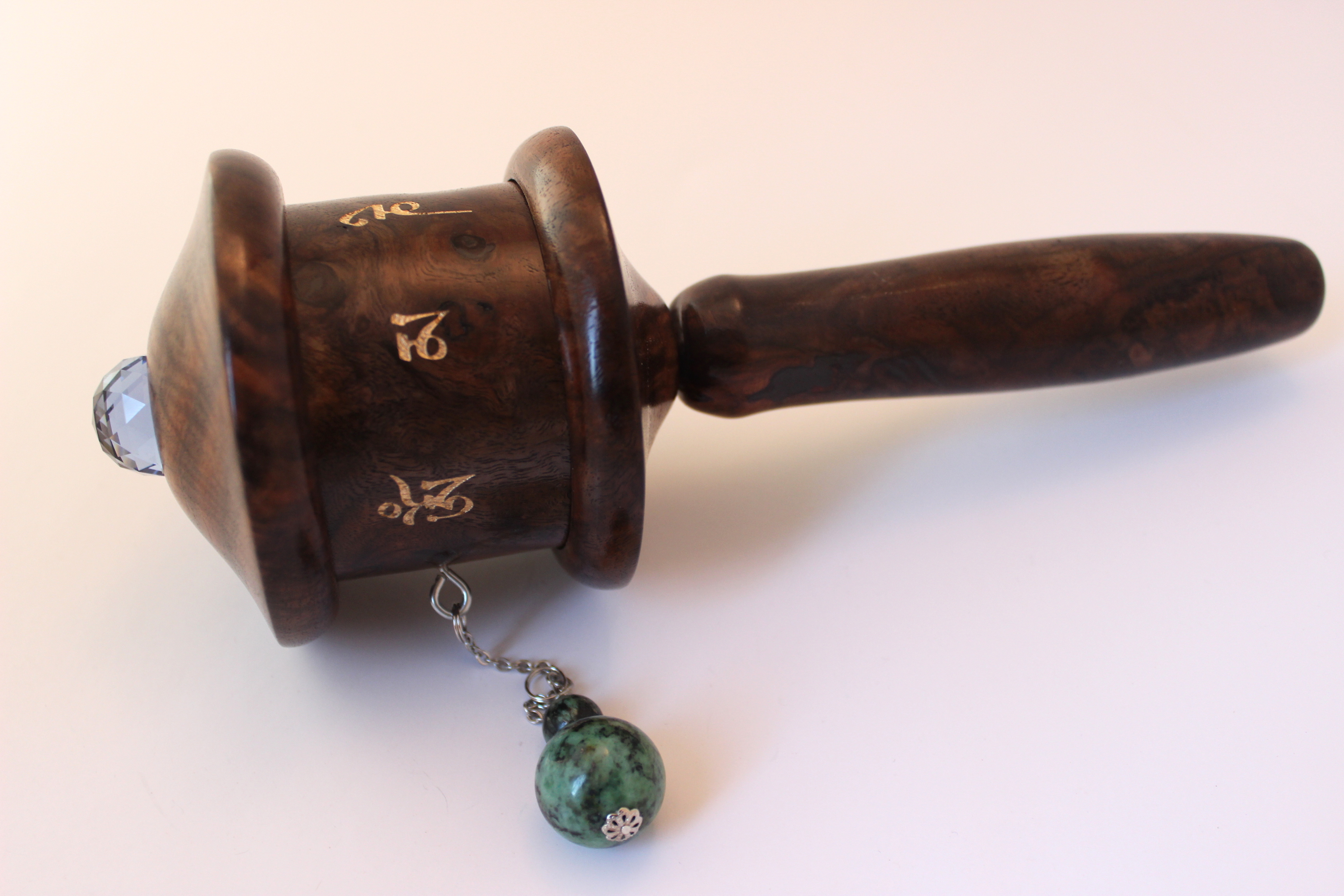 Amitabha Prayer Wheel Walnut Wood - Image 5