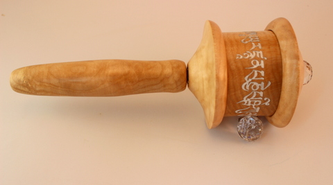 white tara prayer wheel maple wood