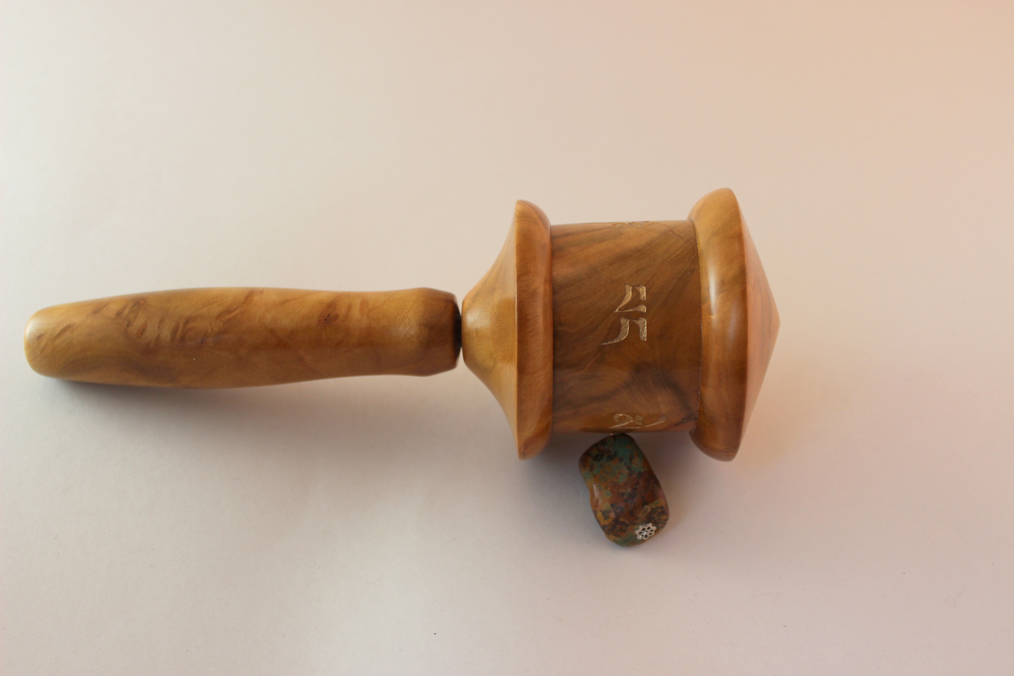 Plum Wood Mini Prayer Wheel Medicine Buddha - Image 6